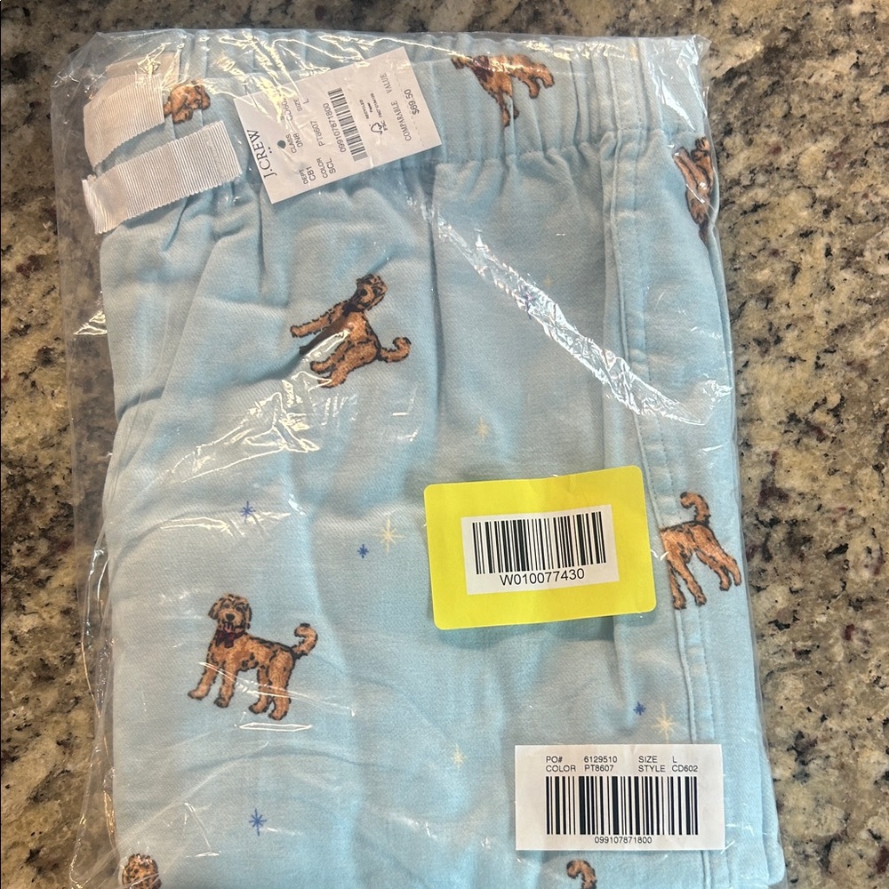 J. Crew Light Blue Dog Print Pajama Bottoms.